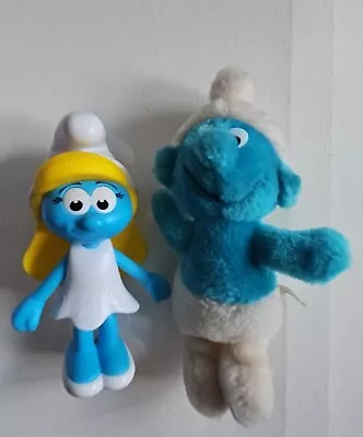 Vintage Smurf Figures   Smurfette 2016 & Plush 1981 By Wallace Berrie  • $10.95