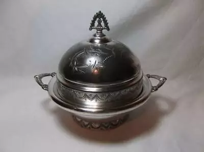 WM Rogers QUADRUPLE PLATE BUTTER DISH Lidded Silver 643 Vtg Floral Etched • $56.09