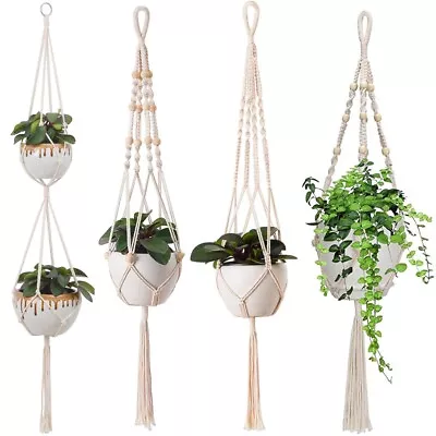 Macrame Plant Hanger Flower Pot Holder Hanging Jute Rope Wall Art Garden • £1.99