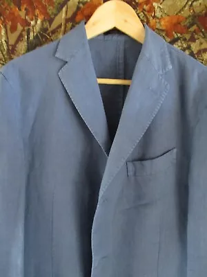 Boglioli K Blue Linen Three Button Surgeon Sleeve Blazer Coat Jacket 48 38L • $199.99