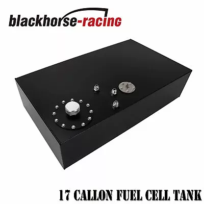 Black 17 Gallon Fuel Cell Gas Tank W/ Cap & Level Sender 64L Street Rod Aluminum • $111.95