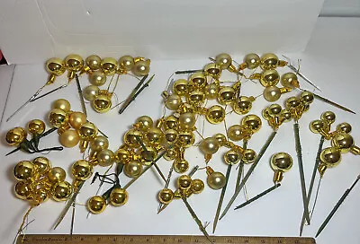 Lot 25 Clusters Vintage Christmas Plastic Balls Floral Picks Crafts GOLD • $25