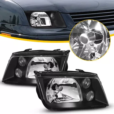 Black Housing Crystal Clear Lens Headlight Fog Lamp For 99-05 VW Jetta/Bora MK4 • $86.99