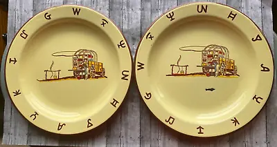 Set Of 2 Vintage 1950's Monterrey Western Ware Chuck Wagon Enamel Plates 10  • $24