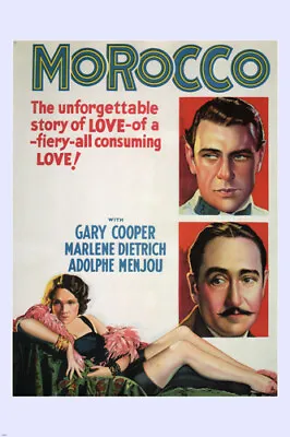 MOROCCO Movie Poster 1930 Gary COOPER Marlene DIETRICH FIERY Love Story 20x30 • $9.99