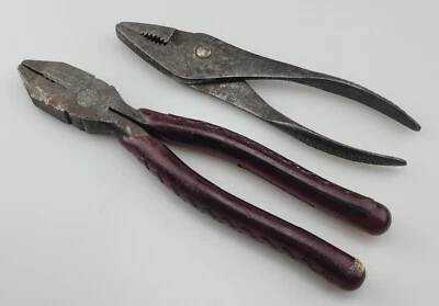 $59.99 • Buy Vintage Vacuum Grip Newport PA No 58 & 47 Lineman's Pliers & Slip Joint Snap On