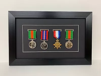 Military World WarSport Medal Display 3D Box Frame For Four Medal In Black Mount • £22