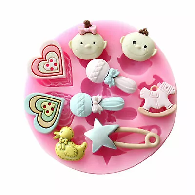 Silicone Baby Mould Rattle Bottle Cupcake Decorating Baby Shower Fondant Icing 2 • £5.25