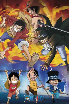 One Piece - Manga / Anime TV Show Poster (Ace & Sabo & Luffy) (Size: 24  X 36 ) • $12.99