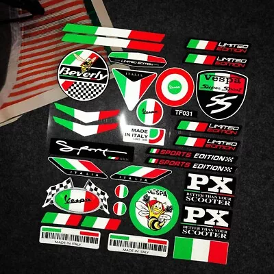 Reflective Motorcycle Stickers Italy Flag Bike Helmet Decals For PIAGGIO VESPA • $10