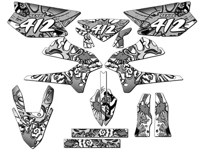 $134.99 • Buy 2008-2020 KLX 250 ZANY White Senge Graphics Kit Compatible With Kawasaki