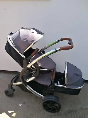 Infababy Duo Double/Twin/Tandem - Stroller/ Buggy - Shadow Grey +1 Carseat • £199