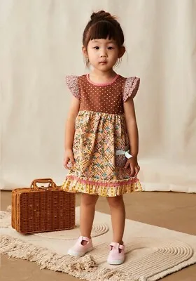 Matilda Jane Enchanted Garden Lucinda Rainbow Print Crochet Dress Sz 6-12 Months • $34.95