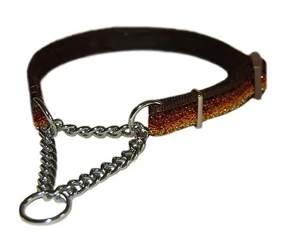 Brown Bronze Sparkle Half Check Choke Martingale Medium Dog Training Collar 3/4  • £8