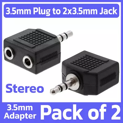 2 Pack 3.5mm Plug To 2x 3.5mm Jack Y-Splitter  1/8'' AUX Stereo Adapter PC TV • $7.49