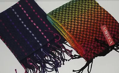 Merona Target Scarf Lot Purple Ribbon Rainbow Checks Black Fringe Retired New 2 • $22.39