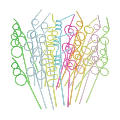 30 Pack Crazy Curly Drinking Straws Wiggle Twist Kids Party Bag Fillers • £10.66
