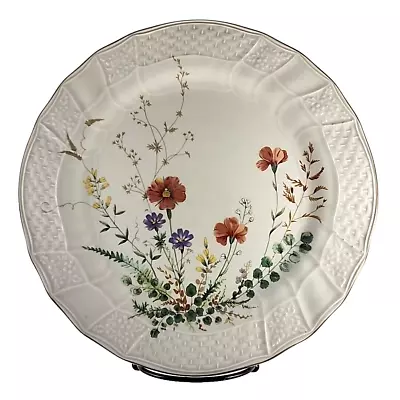 Mikasa Margaux Dinner Plate Fine Ivory Weave Rim Rust Yellow Floral 10.75  Dia. • $13.94