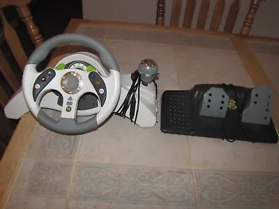 Mad Catz GREEN Steering Wheel  & Foot Pedal Mc2 ORIGINAL Xbox • $19.99