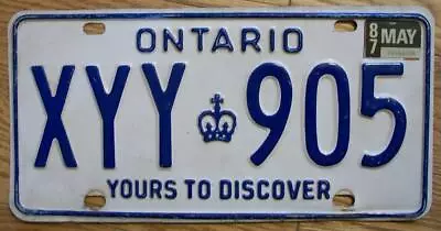 Single Ontario Canada License Plate - 1987 - Xyy 905 - Youts To Discover • $5.99