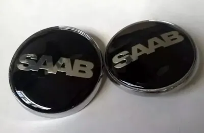 2x SAAB*Badge 9-39-5 Set Boot Back & Bonnet Front Logo Emblems 68mm Black • $29.95