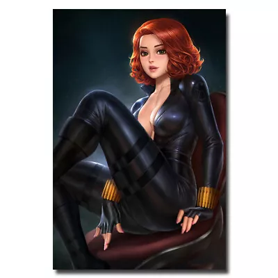 $5.38 • Buy Black Widow Superhero Cartoon Poster Sex Hot Girl Manga Wall Art Picture Print