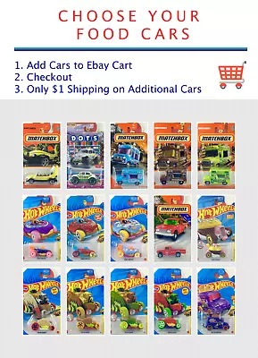 Hot Wheels Matchbox Food Cars Candy Hot Dog Toaster Jello Tacos Donuts You Pick • $2.99