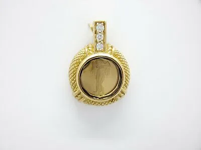 $1099 • Buy 18k Yellow Gold Judith Ripka Intaglio Round Diamond Pendant