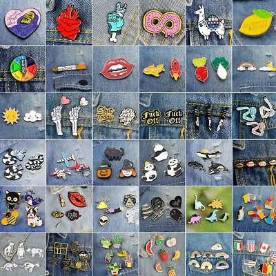 Enamel Pins Cartoon Animal Fruit Brooches Badge Denim Jeans Lapel Pin Cute Gift • $3.29