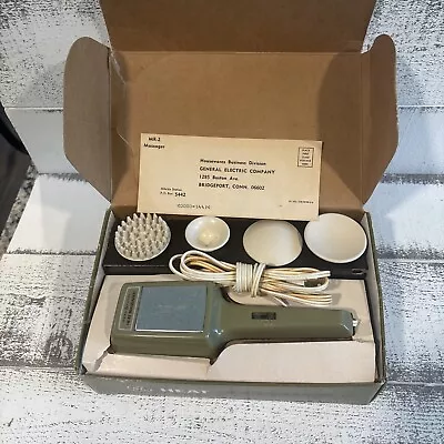 GE Vintage Heat MASSAGER General Electric 2 Speed  MR-2 With 4 Attachments BOX • $20.99