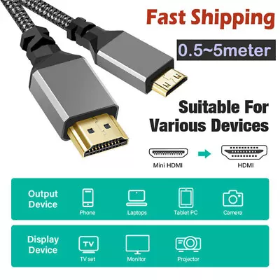 Mini HDMI To HDMI Cable High Speed Braided Cord 3D 4K/60Hz 1080p For HDTV Camera • $7.38