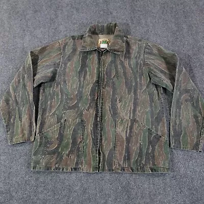 Ideal Jacket Men XL Green Brown Vintage Tiger Stripe Camo Coat USA 80s Army 8010 • $39.95