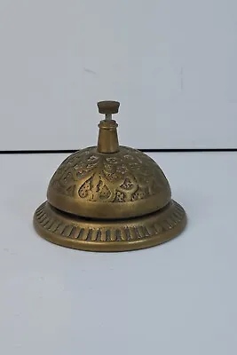 Vintage Art Deco Solid Brass Hotel Desk Service Counter Bell Ornate Tapper  • $29.99