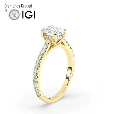 D/VS1 1.40 Ct Solitaire Lab-Grown Oval Diamond Engagement Ring18K Yellow Gold • $1185.60