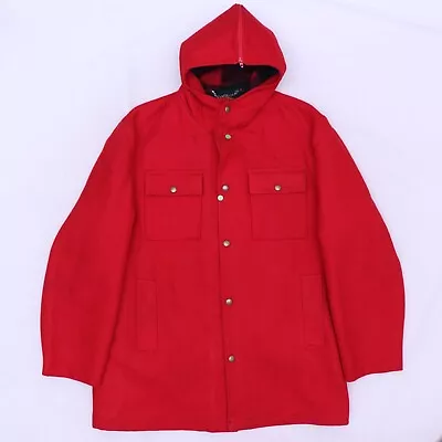 C5040 VTG Woolrich Men's Heavy  Mackinaw Wool Hood Coat Jacket Size 44 • $22.99