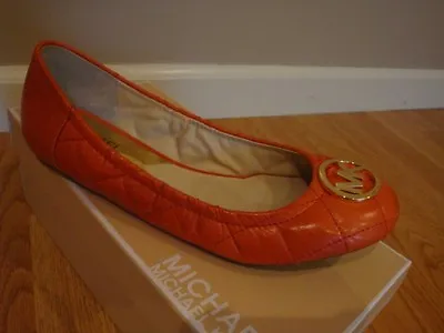 NIB Women MICHAEL KORS Fulton Quilted Ballet Leather Flat Shoes MANDARIN 6 • $79.99