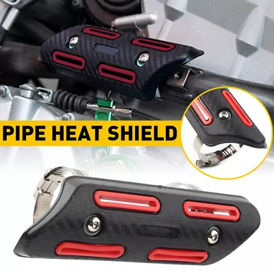 Exhaust Muffler Pipe Heat Shield Cover Heel Guard Universal Motorcycle Red Acces • $11.39