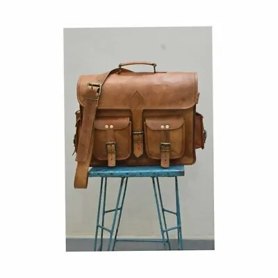 Bag Leather Brown Unisex New Genuine Messenger Laptop Shoulder Handmade Bag • $64.60