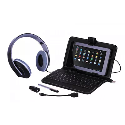  Tablet 5-in-1 Accessories Pack Headphones Stylus Keyboard Cover Cable • £12.53