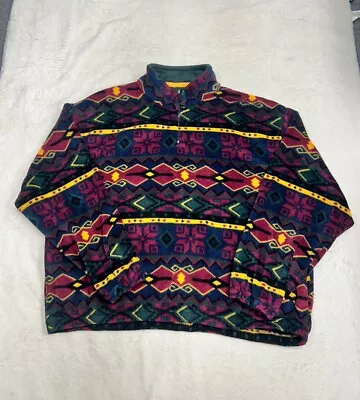 Vintage CB Sports Jacket Mens Fleece All Over Aztec Retro Ski 1/4 Zip Size 2XL  • $29.99