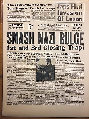 Vintage Newspaper Headline ~world War 2 Battle Of The Bulge  Retreat 1944 • $14.49