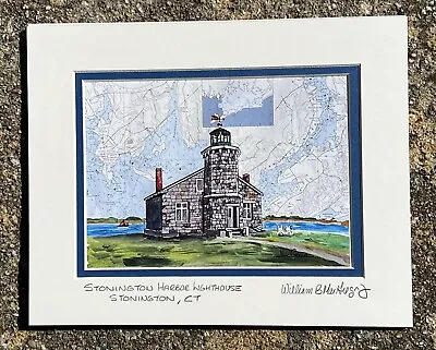 Stonington Harbor Lighthouse Art Print CT Museum Light Wall Decor Nautical Gift • $25