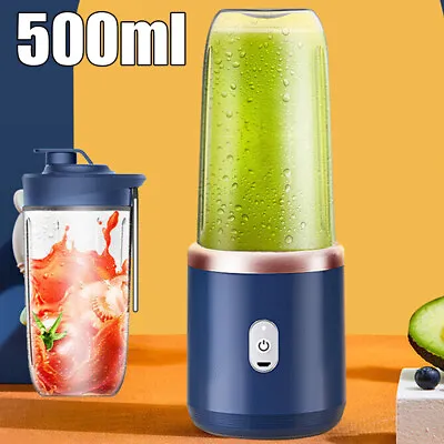 Electric Juice Maker Portable Mini Fruit Mixer Smoothie Blender Bottle + 2 Cups • £12.92