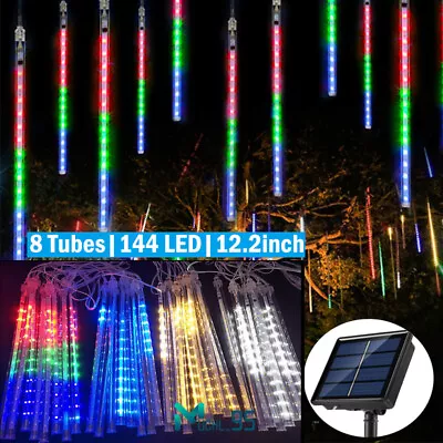 144 Luces Solares LED Lluvia De Meteoros Lámpara De Lluvia Luz De Cadena D árbol • $19.79