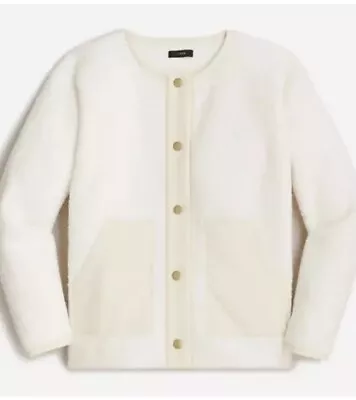 J.Crew Teddy Sherpa Lady Jacket Size Large Ivory Fleece • $38.49