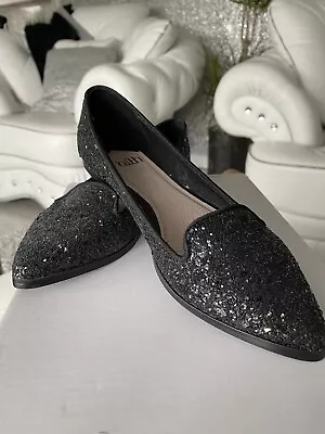 Faith Black Sparkle  New Court Shoes Size 4 £7 • £5