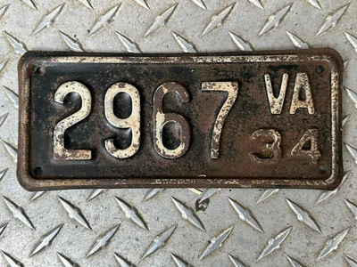 $149.95 • Buy Vintage 1934 Virginia Va Motorcycle License Plate Tag Harley Knucklehead Indian