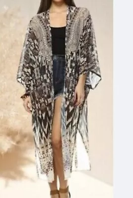 SHE & HERS CRYSTAL EMBELLISHED KIMONO Plus Size S Fits 14-16-18-20 • $75