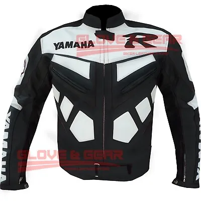 Yamaha R Black Motorbike Motorcycle Cowhide Leather Ce Armour Protected Jacket • £144.99