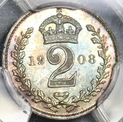 1908 PCGS PL 65 Edward VII 2 Pence Maundy Proof Like Britain Coin (20021804C) • $145